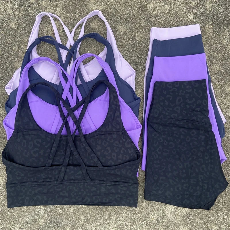 2-Piece Workout Set – Cross Back Bra & High Waist Shorts