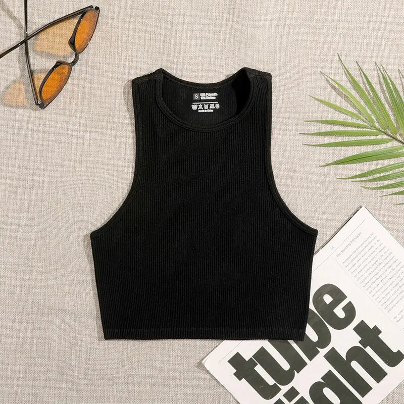 Seamless Ribbed Crop Tank – Breathable Workout Top