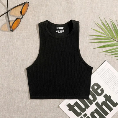 Seamless Ribbed Crop Tank – Breathable Workout Top
