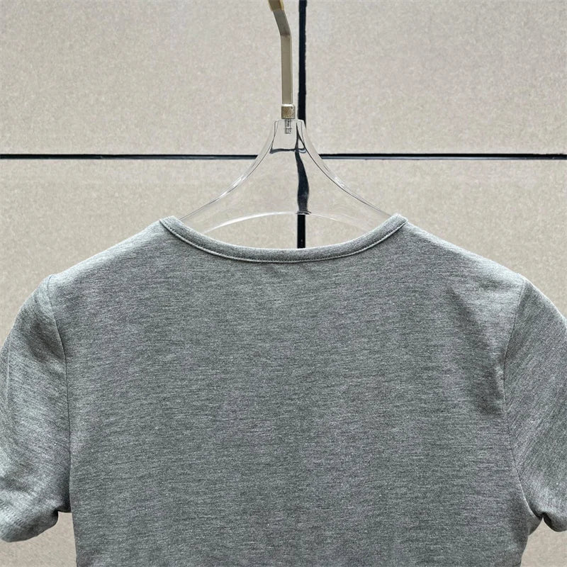 Cotton Knit Bodysuit – Slim Fit Round Neck Tee
