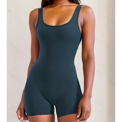 Seamless Hollow Out Bodysuit – Backless Square Neck Sports Fit