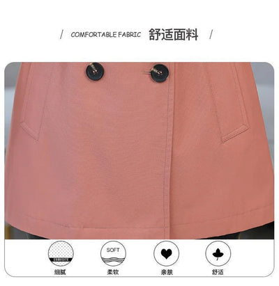 Slim Pink Trench – Women’s Korean Style Coat
