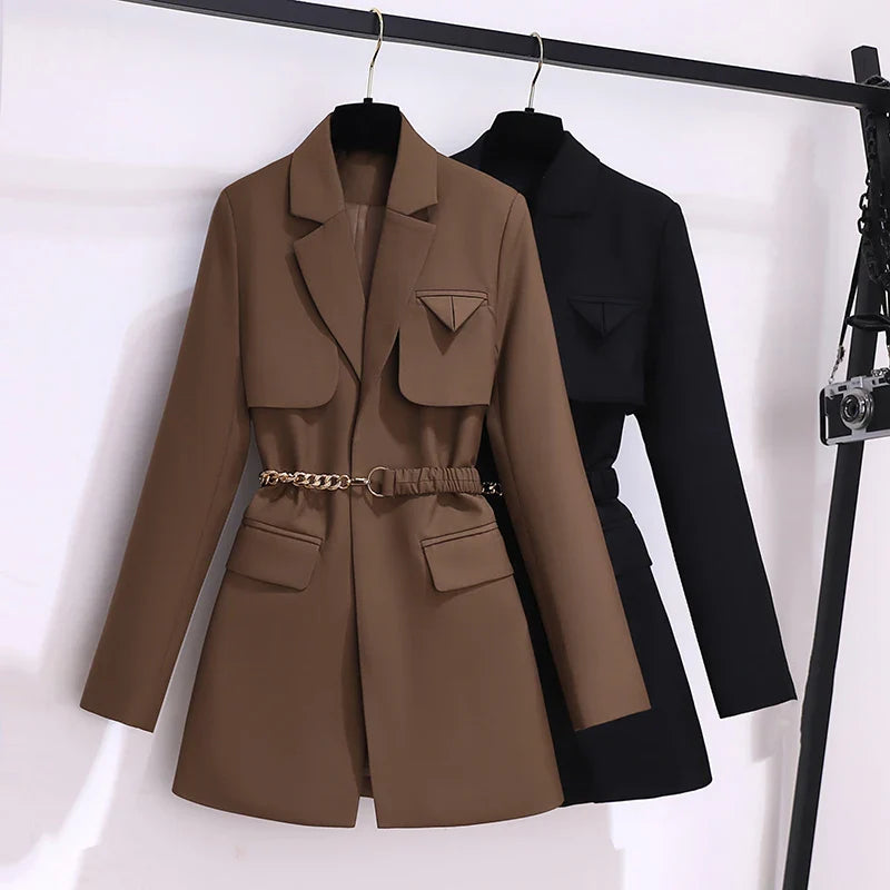 Korean Style Blazer – Women’s Lace-Up Jacket
