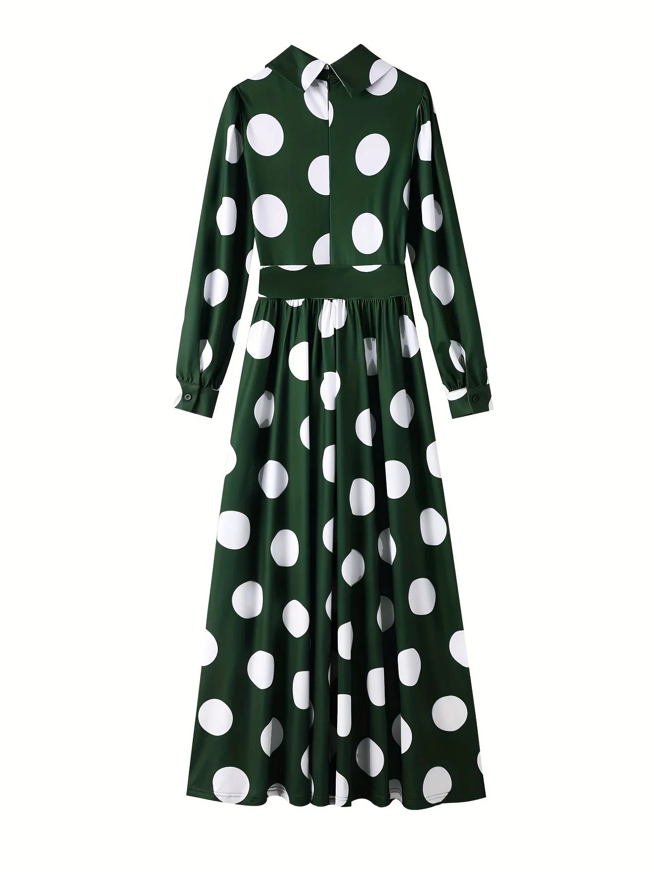 Polka Dot Maxi Dress – Elegant Bow Tie Casual Style