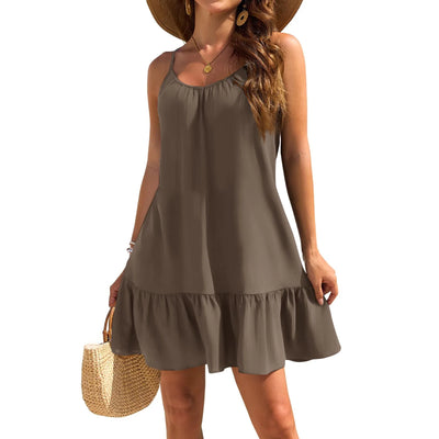 Spaghetti Strap Ruffle Dress – Sleeveless Beach Look