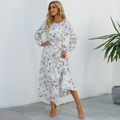 Bohemian Floral Maxi Dress – High Waist Chiffon Look