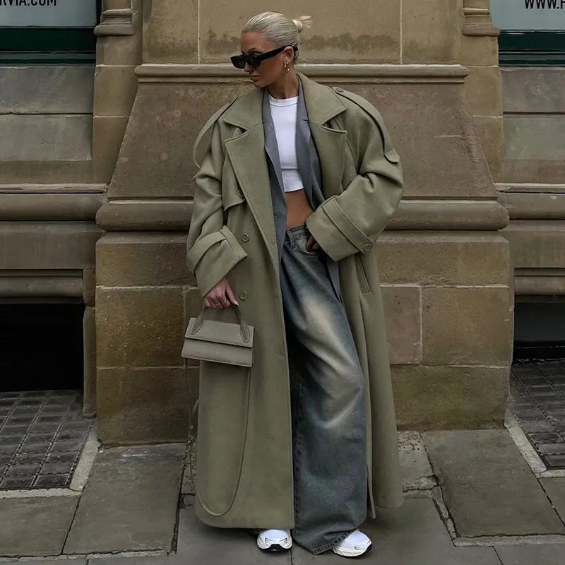 Wool Blend Coat – Elegant Belted Winter Wear