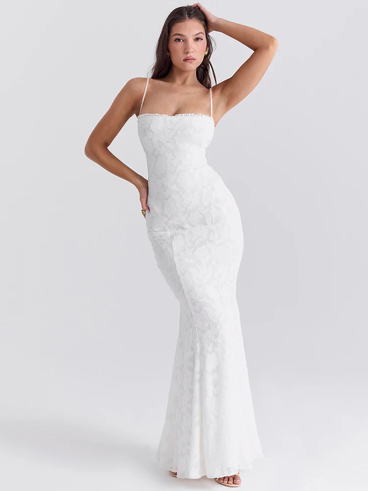 Sleeveless Lace Backless Maxi Dress