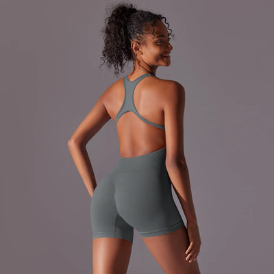 Backless Fitness Bodysuit – Sleeveless Yoga Jumpsuit