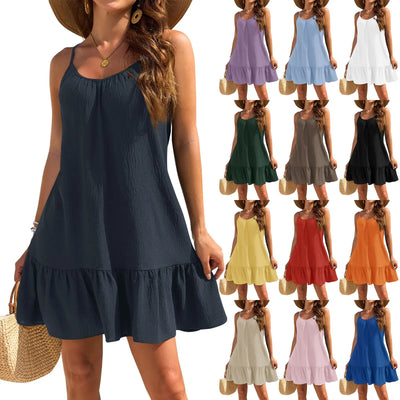 Spaghetti Strap Ruffle Dress – Sleeveless Beach Look