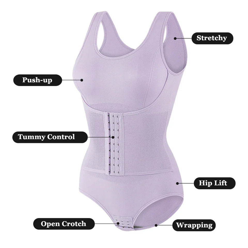 New Waist Shapewear Bodysuit With Zipper Belt