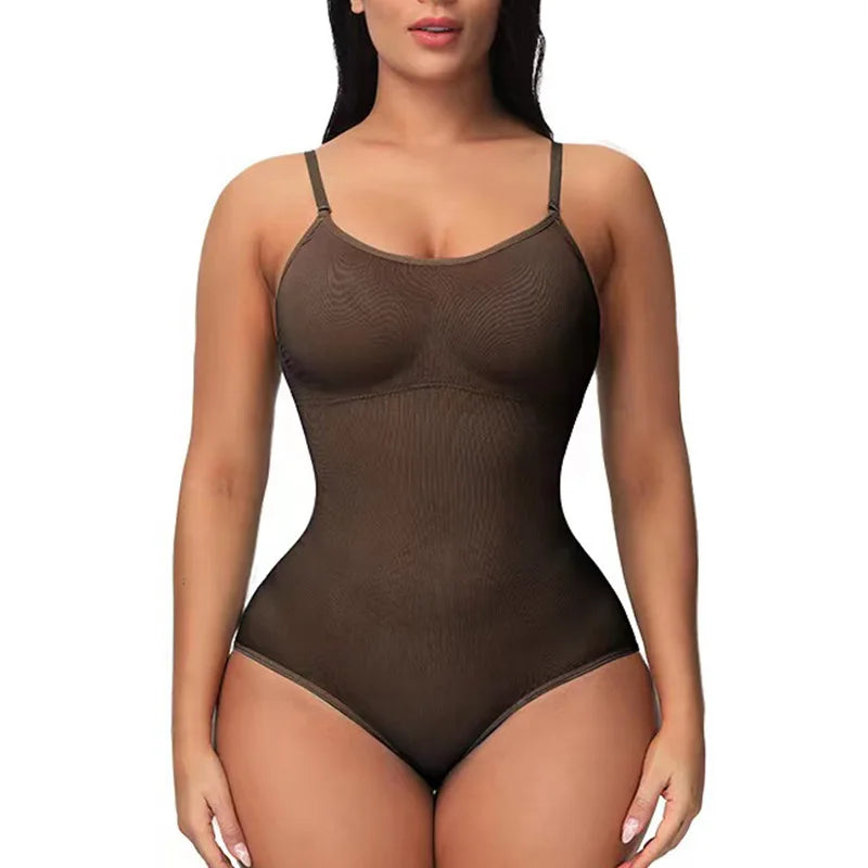 V Neck Spaghetti Strap Shapewear Bodysuit