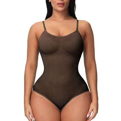 V Neck Spaghetti Strap Shapewear Bodysuit