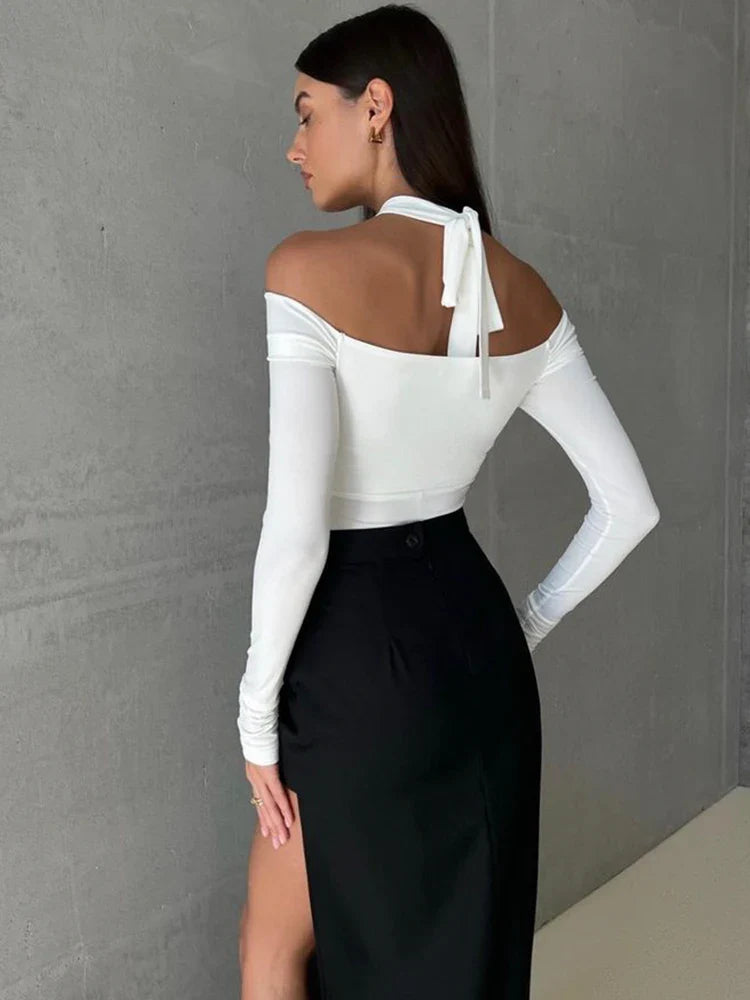 Off-Shoulder Long Sleeve Bodysuit – Sexy Slim Fit Streetwear