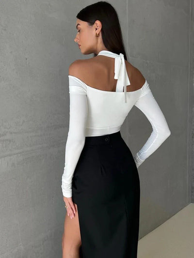 Off-Shoulder Long Sleeve Bodysuit – Sexy Slim Fit Streetwear