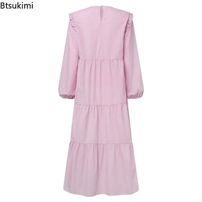 2025 Modest Maxi Dress – Vintage O-Neck Islamic Kaftan Abaya Style