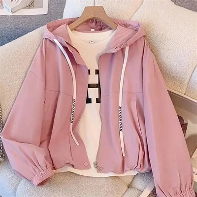 Hooded Zipper Jacket – Women’s Loose Fit