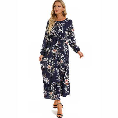 Bohemian Floral Maxi Dress – High Waist Chiffon Look