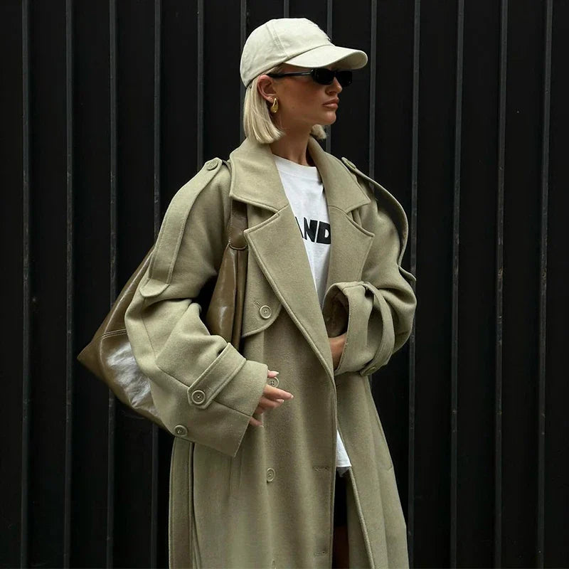 Wool Blend Coat – Elegant Belted Winter Wear