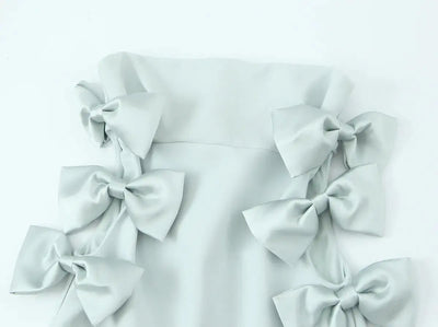 Off-Shoulder Hollow-Out Bow Midi Dress – Summer Party Style
