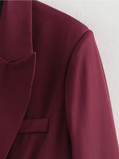 Burgundy Long Blazer – Women’s Formal Jacket