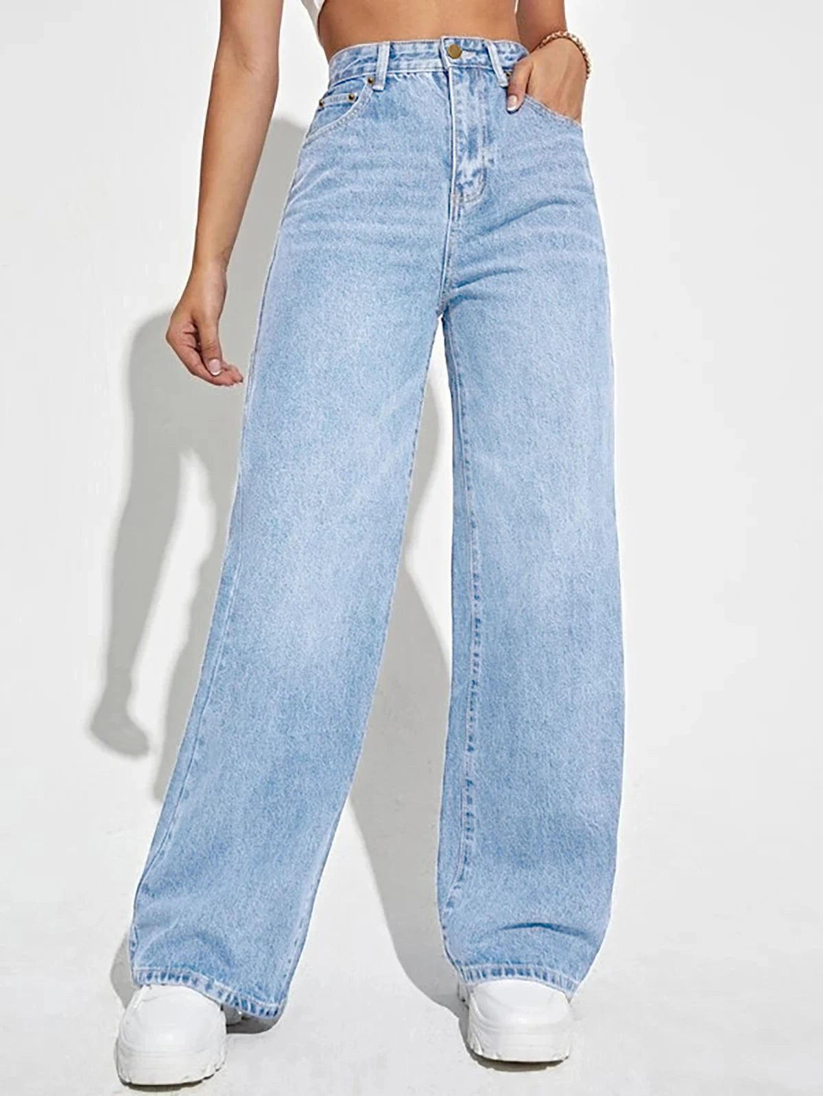 European and American loose Denim wide leg pants