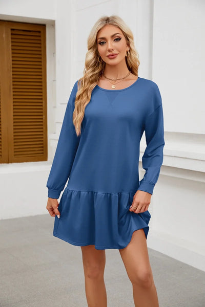 Sweater Bodycon Dress – Solid Round Neck Autumn Look