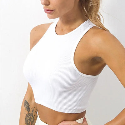 Seamless Ribbed Crop Tank – Breathable Workout Top