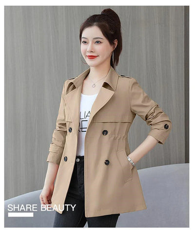 Slim Pink Trench – Women’s Korean Style Coat