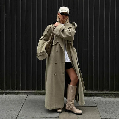 Wool Blend Coat – Elegant Belted Winter Wear