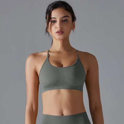 Cross-Back Sports Bra – Padded Yoga Bralette