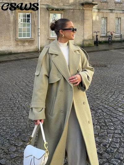 Wool Blend Coat – Elegant Belted Winter Wear