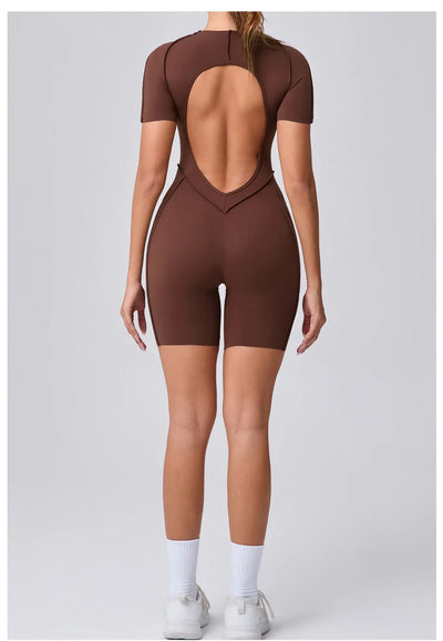 Backless Scrunch Jumpsuit – Women’s Fitness Yoga Romper