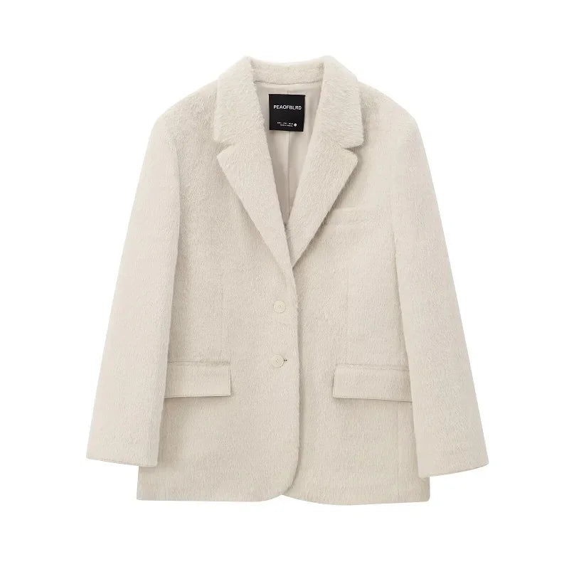 Faux Fur Blazer – Women's Long Jacket