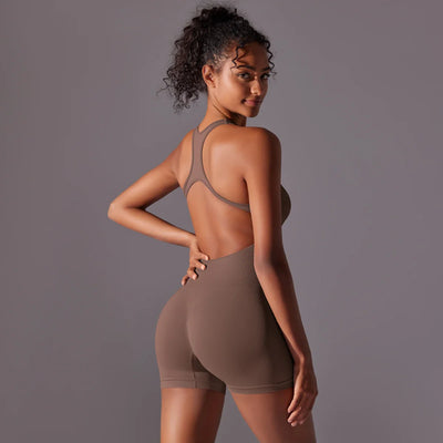Backless Fitness Bodysuit – Sleeveless Yoga Jumpsuit
