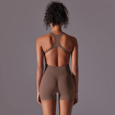 Backless Fitness Bodysuit – Sleeveless Yoga Jumpsuit