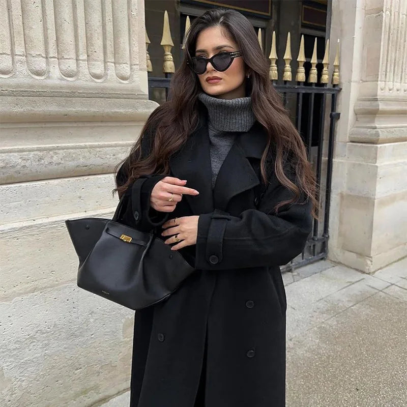 Wool Blend Coat – Elegant Belted Winter Wear
