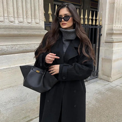 Wool Blend Coat – Elegant Belted Winter Wear