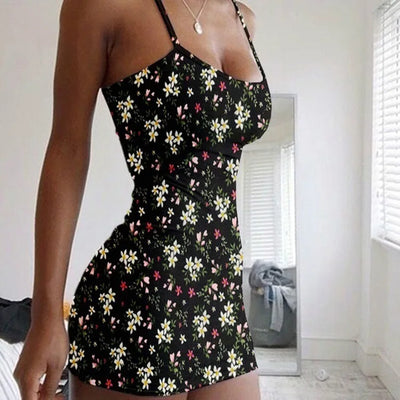 Backless Floral Slip Dress – Strapless Mini Bodycon Party Style
