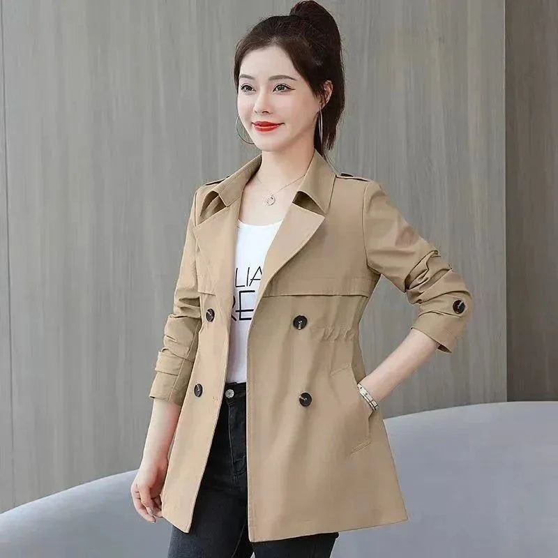 Slim Pink Trench – Women’s Korean Style Coat