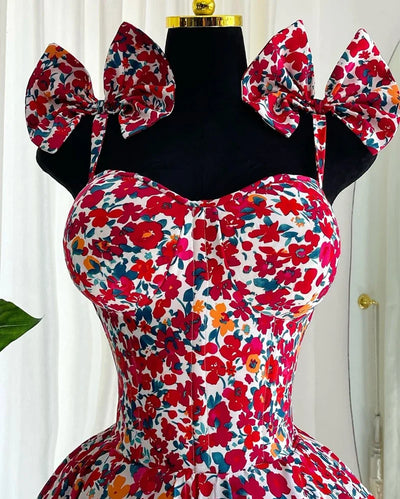 Floral V-Neck Mini Dress – Pleated A-Line Summer Style