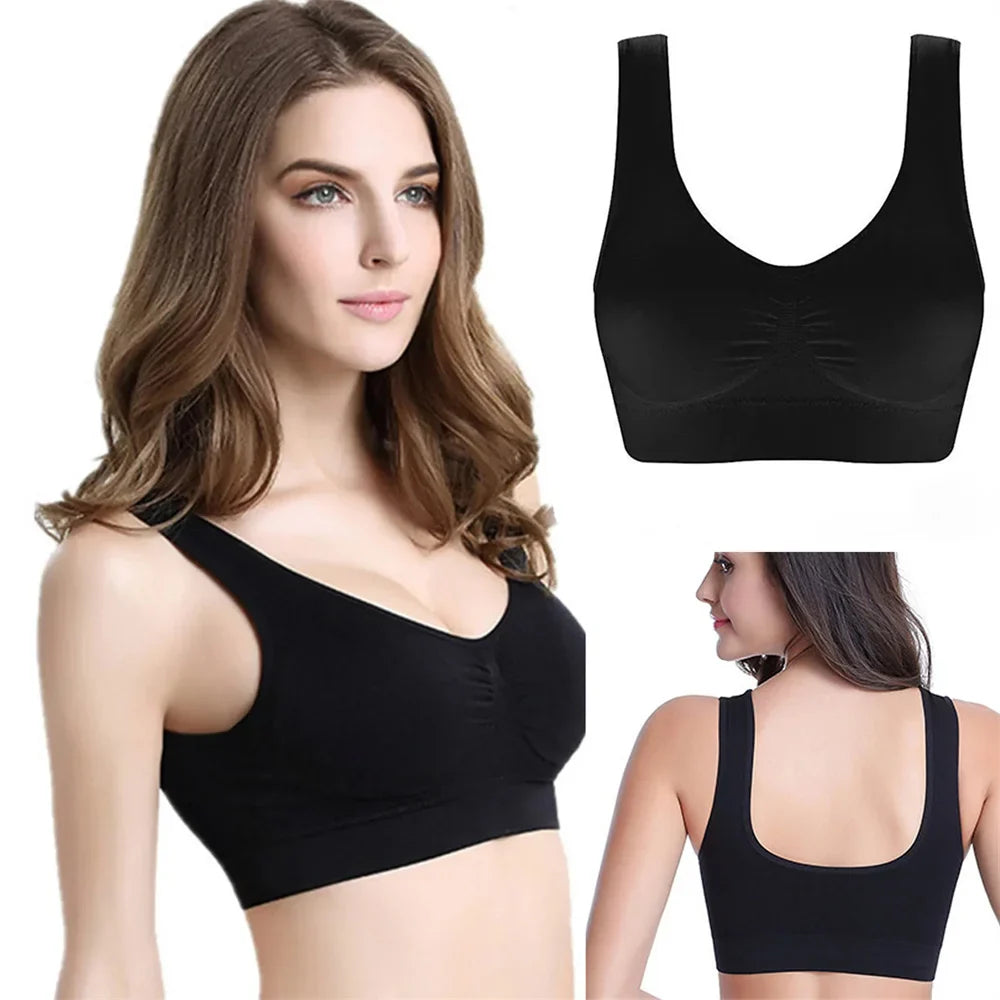 Seamless Ribbed Sports Bra – Black Yoga Crop Top