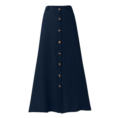 Boho High Waist Button Midi Skirt – Daily & Beach Wear
