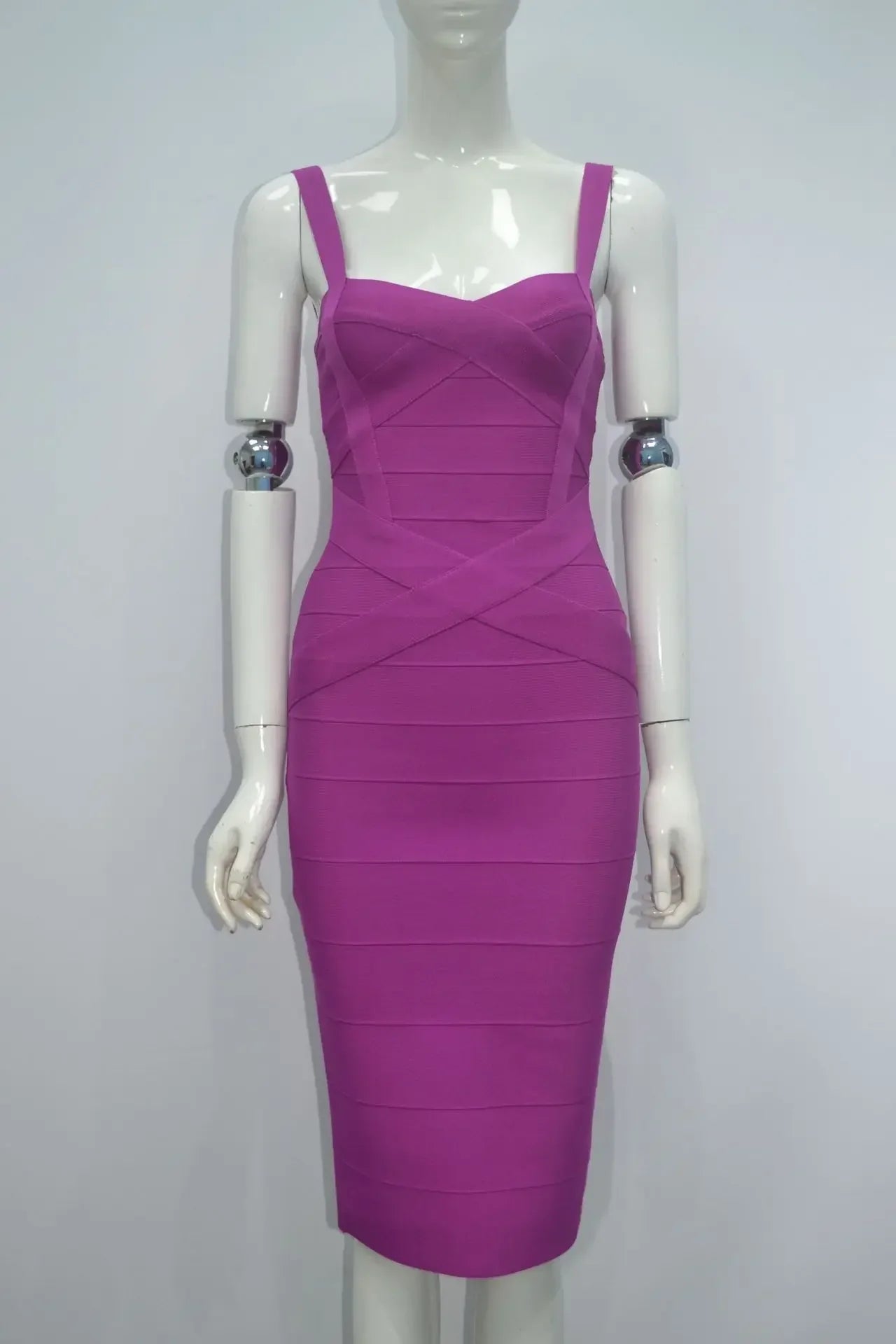 2024 Bandage Bodycon Midi Dress – Royal Spaghetti Strap Party Style