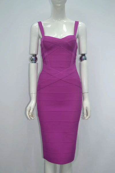 2024 Bandage Bodycon Midi Dress – Royal Spaghetti Strap Party Style