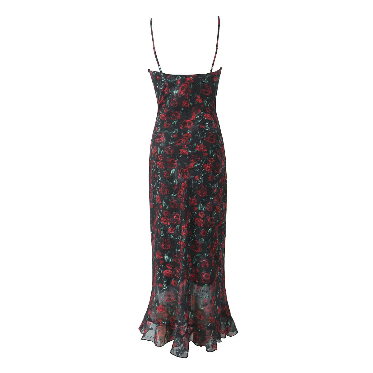 Vintage Floral Bodycon Midi Dress – Black Tie Front (Summer 2025)