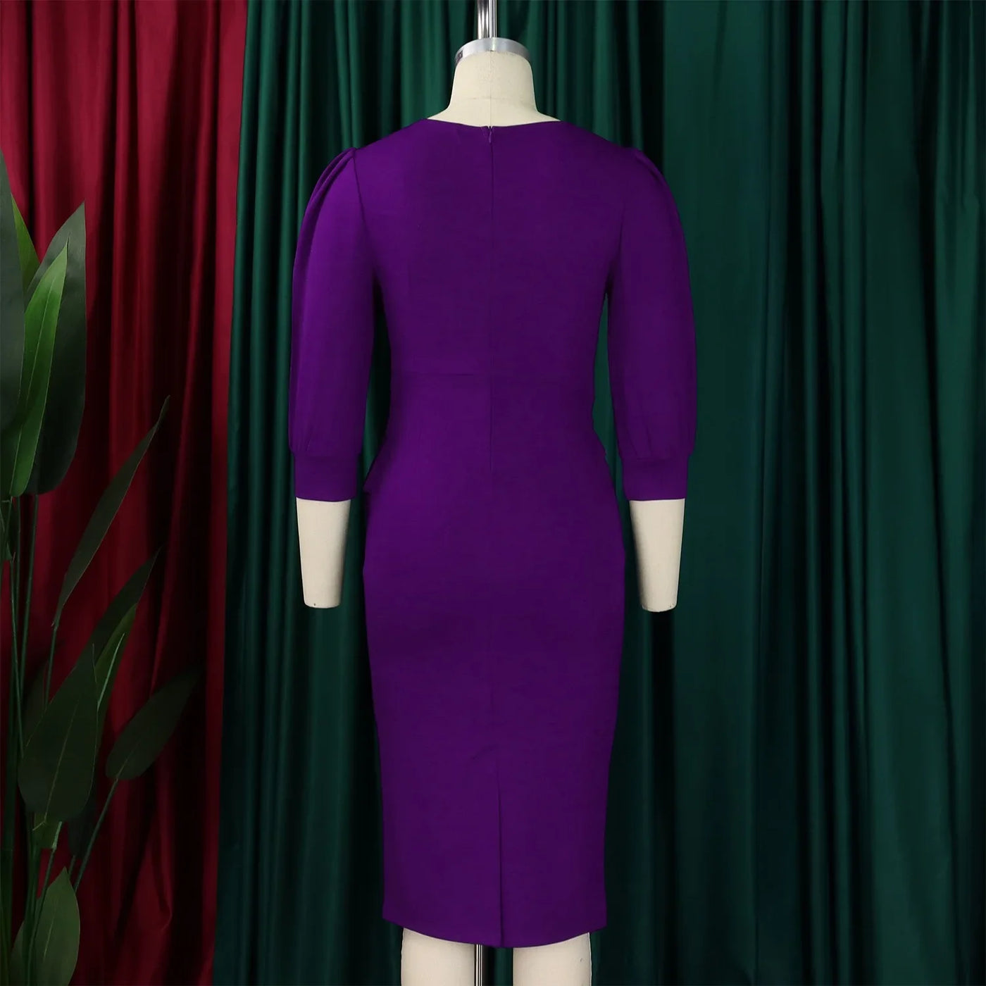Elegant Sheath Midi Dress – O-Neck Bodycon Office Style