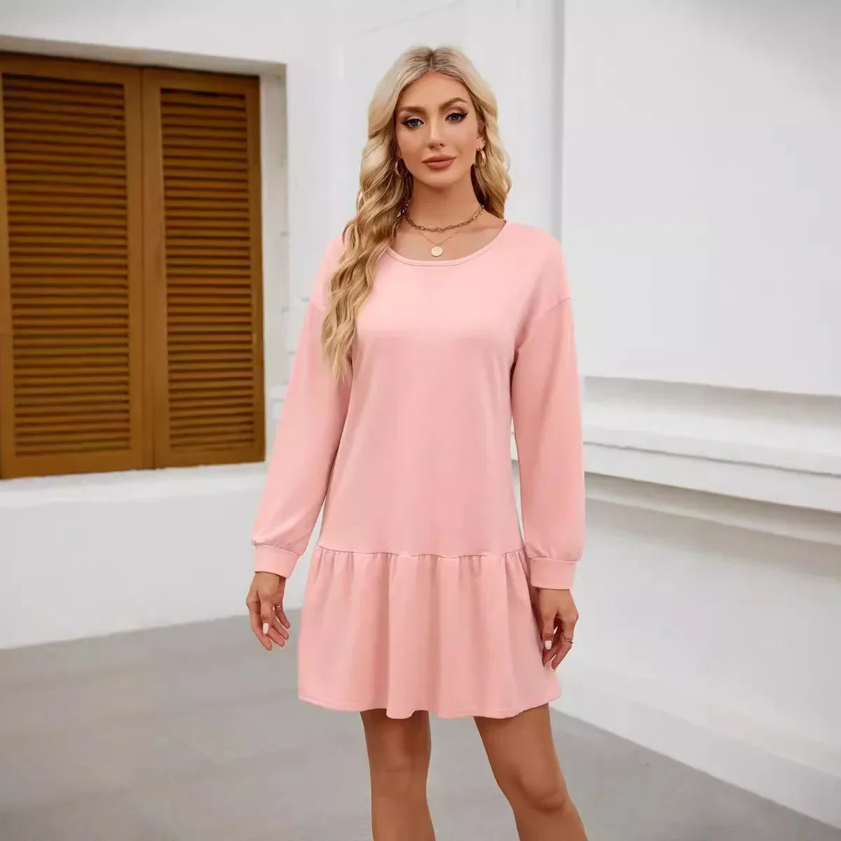 Sweater Bodycon Dress – Solid Round Neck Autumn Look