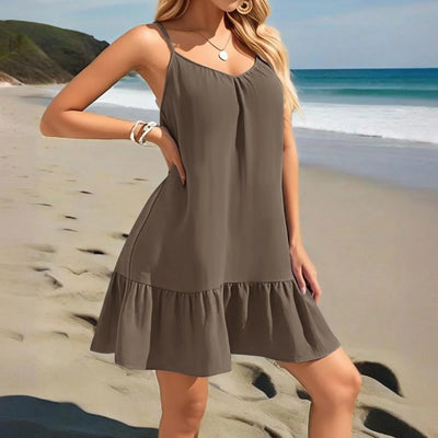 Spaghetti Strap Ruffle Dress – Sleeveless Beach Look