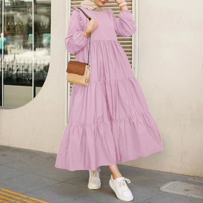 2025 Modest Maxi Dress – Vintage O-Neck Islamic Kaftan Abaya Style